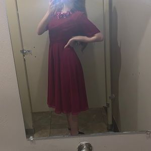 ASOS raspberry colored embellished dress